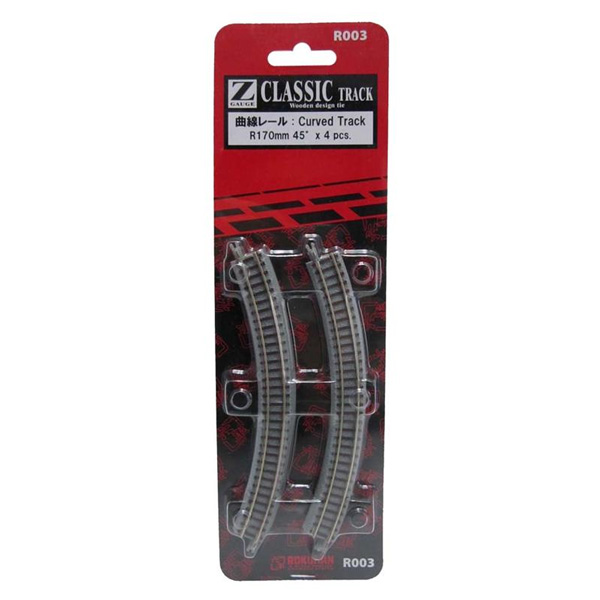 Rokuhan R003 R170mm 45º Curved Track 4 pcs. 1/220 Z Scale