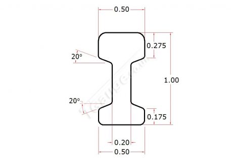 T Gauge 10 Lengths Code 40 Steel Rail R-4010 dimensions