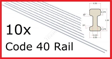 T Gauge 10 Lengths Code 40 Steel Rail R-4010