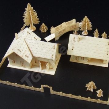 T Gauge B-073 Farmhouse and Out Building Kit