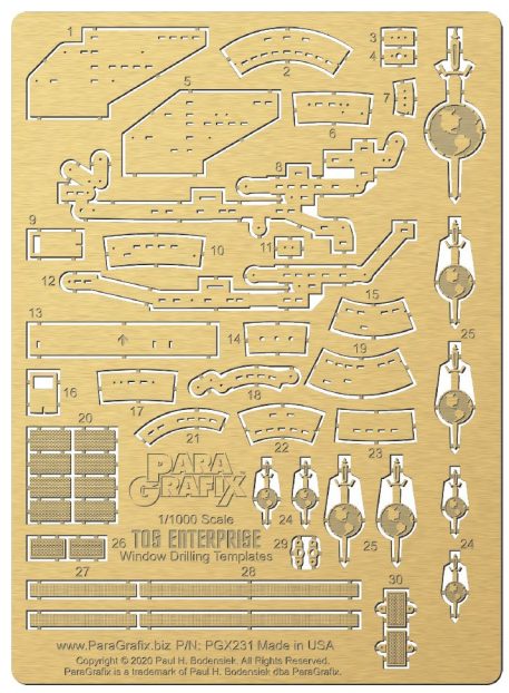 Paragrafix 1/1000 TOS Enterprise Window Drilling Templates