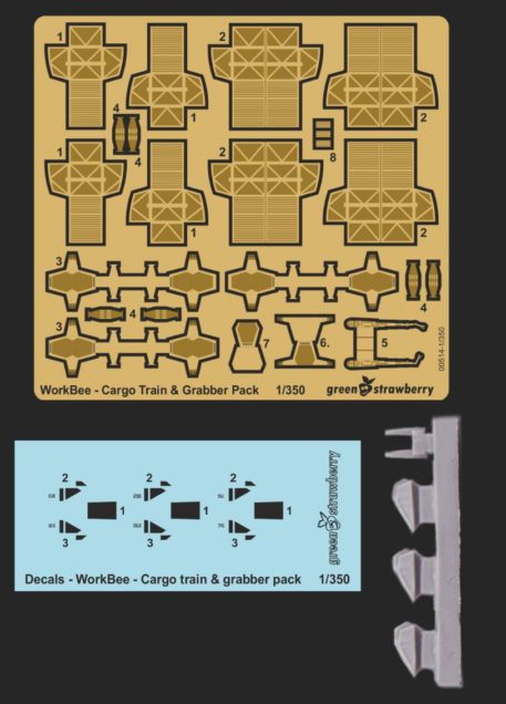 Green Strawberry Star Trek 1-350 WorkBee 2 Cargo Train and Grabber Pack (Photo-Etch Resin Kit)