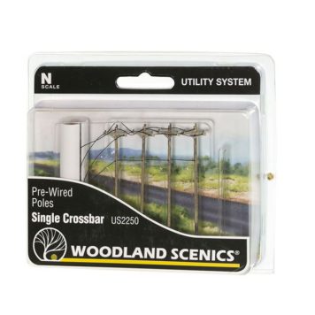 Woodland Scenics N Scale Single Crossbar Pre-Wired Poles US2250