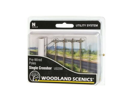 Woodland Scenics N Scale Single Crossbar Pre-Wired Poles US2250