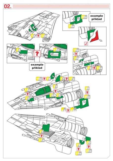 Green Strawberry 1/72 Star Wars A-Wing Starfighter Mask for BANDAI GSW-AM7 Instructions Page 2