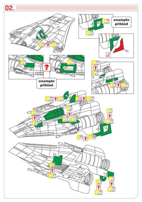 Green Strawberry 1/72 Star Wars A-Wing Starfighter Mask for BANDAI GSW-AM7 Instructions Page 2