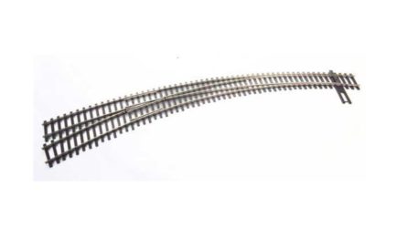 Walthers HO Scale Code 83 Nickel Silver DCC-Friendly Curved Turnout 20 and 24 Inch Radii Left Hand 948-83061