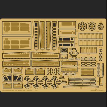 Green Strawberry 1/32 Battlestar Galactica Colonial Viper Mk VII Wheel Bay & Nozzles for MOE (Photo-Etch) GSW-1215