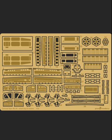 Green Strawberry 1/32 Battlestar Galactica Colonial Viper Mk VII Wheel Bay & Nozzles for MOE (Photo-Etch) GSW-1215