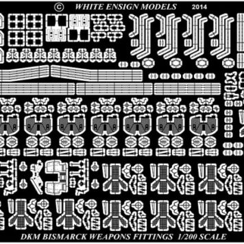 White Ensign Models 1/200 Bismarck AA Guns Photoetch Enhancement Parts