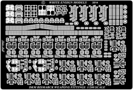 White Ensign Models 1/200 Bismarck AA Guns Photoetch Enhancement Parts