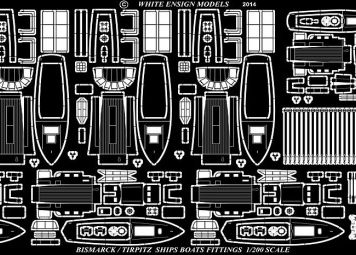 White Ensign Models 1/200 Bismarck Boat Fittings Photoetch Enhancement Parts.