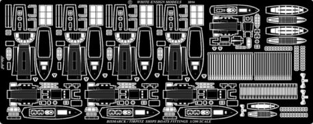 White Ensign Models 1/200 Bismarck Boat Fittings Photoetch Enhancement Parts.