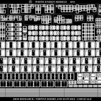 White Ensign Models 1/200 Bismarck Doors & Hatches Photoetch Enhancement Parts 