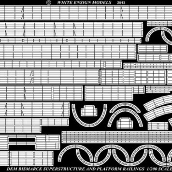 White Ensign Models 1/200 Bismarck Railings Photoetch Enhancement Parts