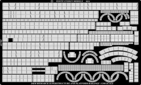 White Ensign Models 1/200 Bismarck Railings Photoetch Enhancement Parts