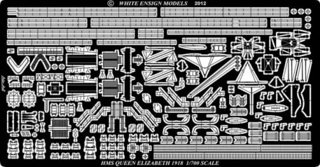 White Ensign Models 1/700 WWI Queen Elizabeth Class Battleship Photoetch Enhancement Parts