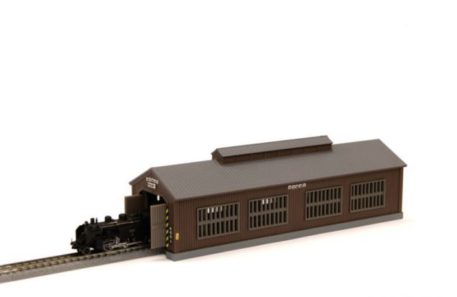 Rokuhan Z Scale Automatic Opening And Closing Engine House Brown S070 2